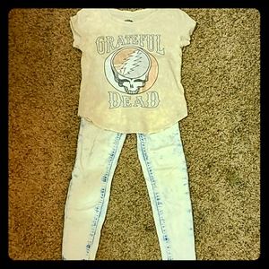 Grateful Dead Top & Acid Wash Jeggings